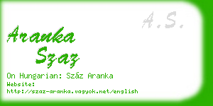 aranka szaz business card